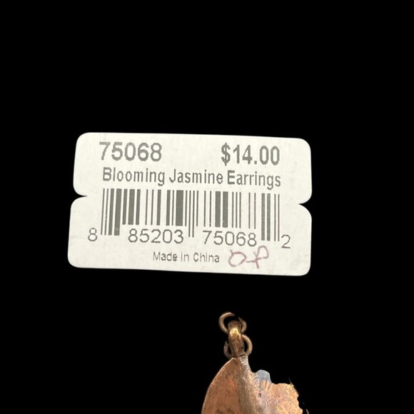 Cookie Lee Earrings Copper Tone Carved Orange‎ Rose Bead Metal Leaf Wooden Bead - Picture 6 of 7